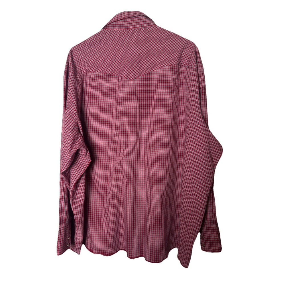 Wrangler Shirt Mens 3XL Long Sleeve Pearl Snap Western Red Plaid Cowboy Rodeo - Picture 8 of 11